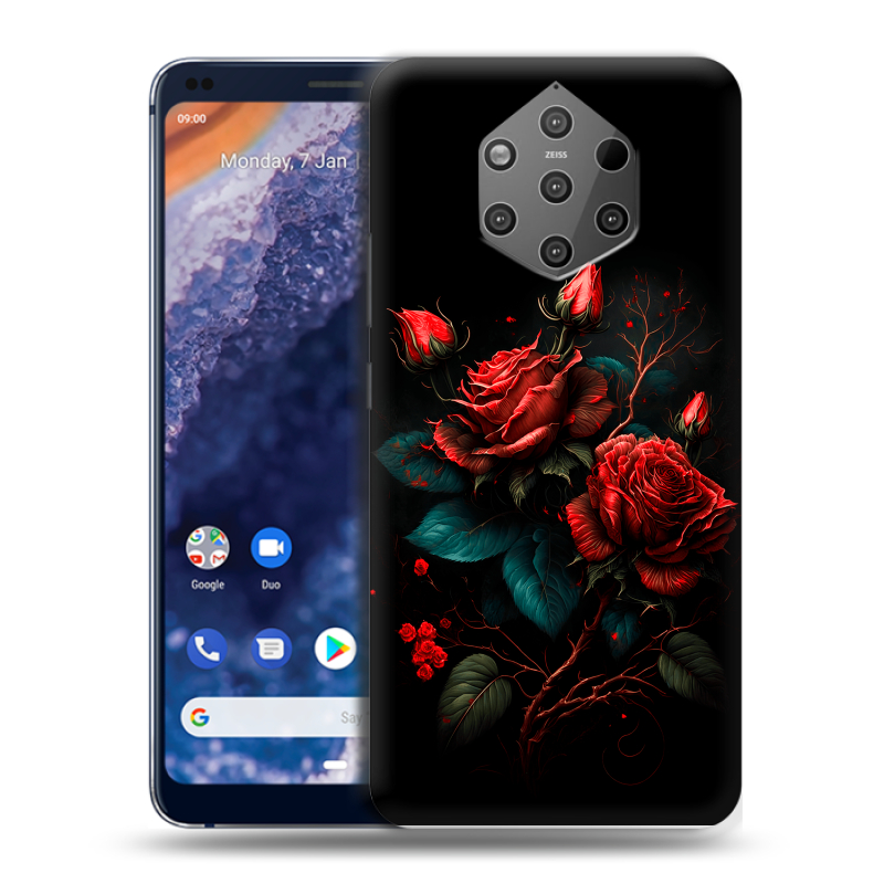 Пластиковый чехол на Nokia 9 PureView с принтом Розы красные Пластиковый чехол на Nokia 9 PureView с принтом Розы красные