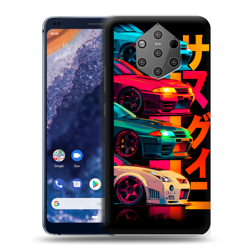Силиконовый чехол на Nokia 9 PureView с принтом Гоночные машины Силиконовый чехол на Nokia 9 PureView с принтом Гоночные машины