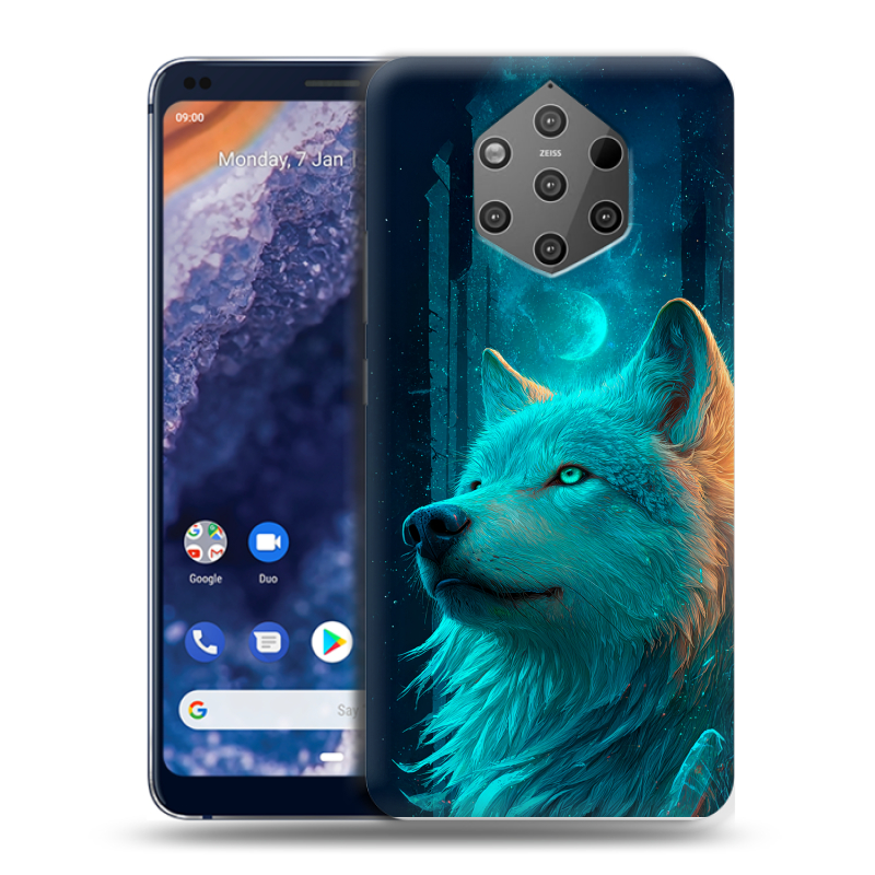 Пластиковый чехол на Nokia 9 PureView с принтом бабочки саккура Пластиковый чехол на Nokia 9 PureView с принтом бабочки саккура