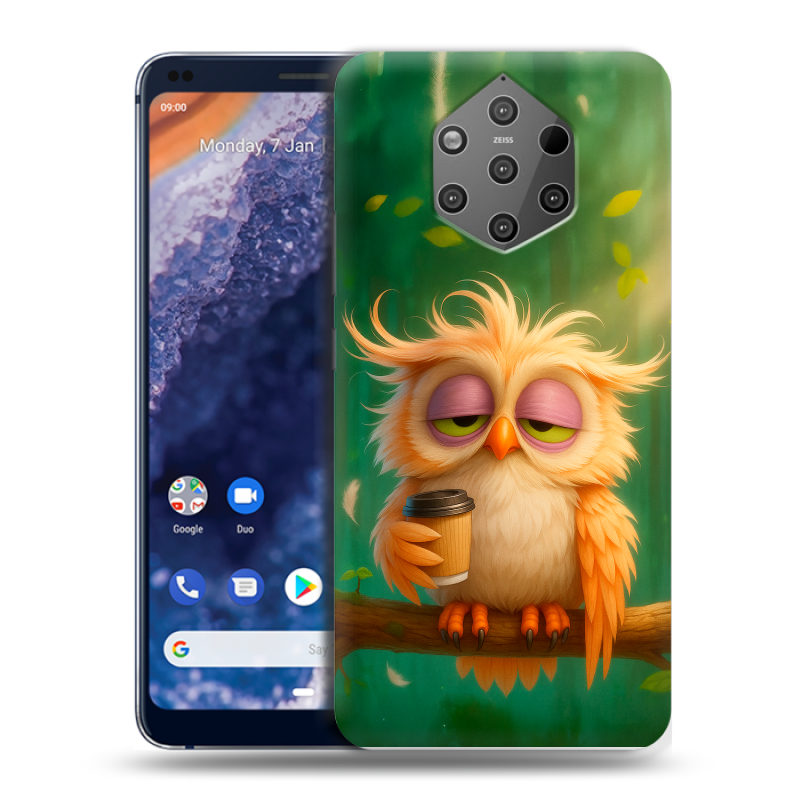 Силиконовый чехол на Nokia 9 PureView с принтом сова Силиконовый чехол на Nokia 9 PureView с принтом сова