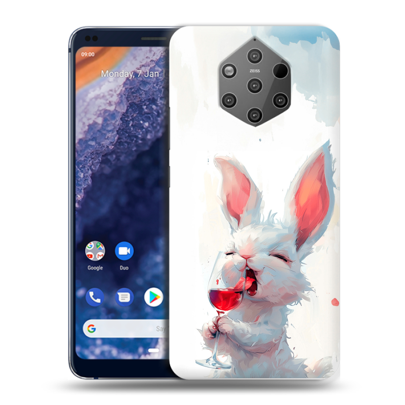 Силиконовый чехол на Nokia 9 PureView с принтом кролик зайчик Силиконовый чехол на Nokia 9 PureView с принтом кролик зайчик