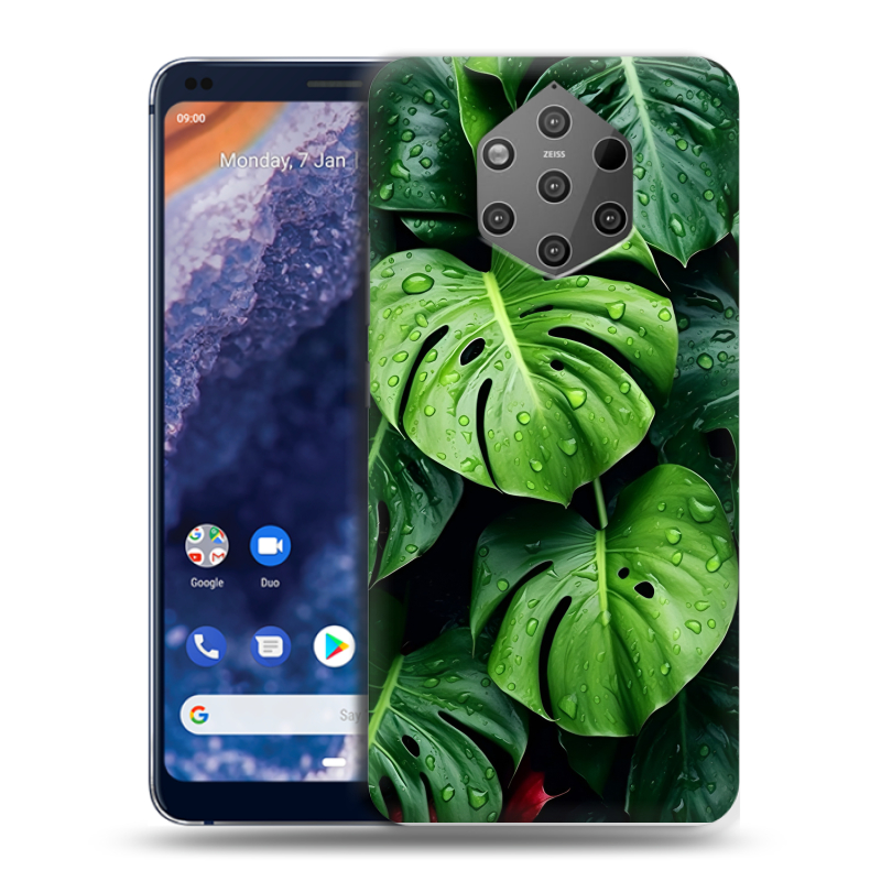 Пластиковый чехол на Nokia 9 PureView с принтом Листья Пластиковый чехол на Nokia 9 PureView с принтом Листья