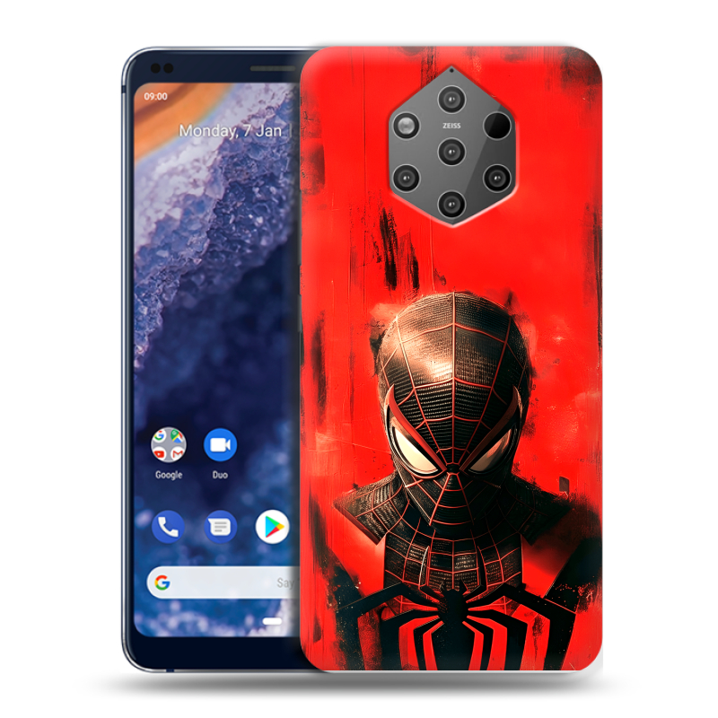 Силиконовый чехол на Nokia 9 PureView с принтом человек паук spiderman Силиконовый чехол на Nokia 9 PureView с принтом человек паук spiderman