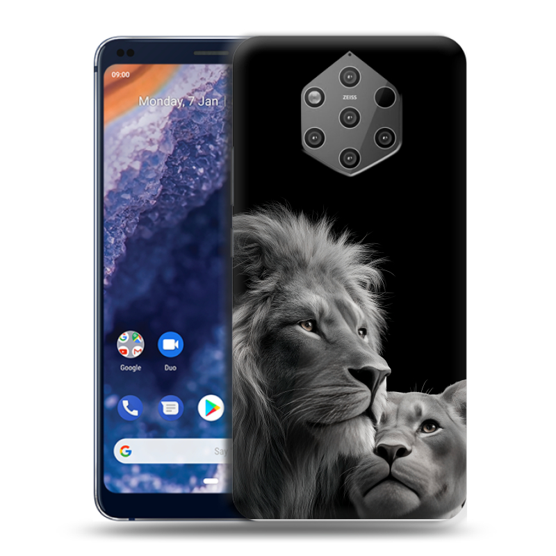 Силиконовый чехол на Nokia 9 PureView с принтом Лев кошки Силиконовый чехол на Nokia 9 PureView с принтом Лев кошки