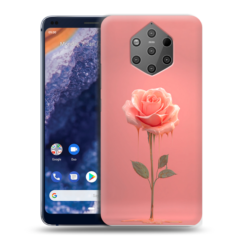Силиконовый чехол на Nokia 9 PureView с принтом Розовая роза Силиконовый чехол на Nokia 9 PureView с принтом Розовая роза