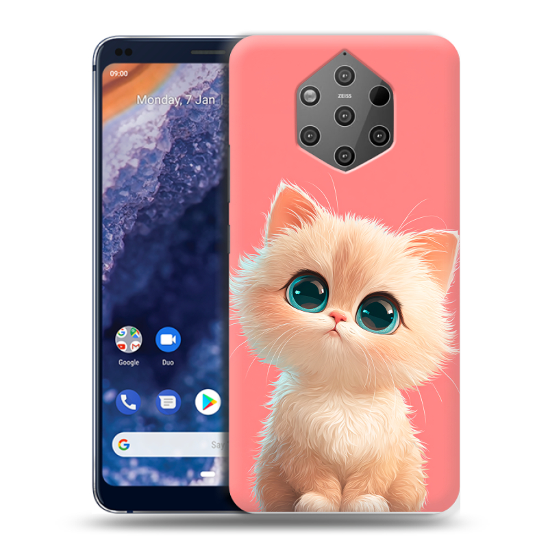 Силиконовый чехол на Nokia 9 PureView с принтом Розовый котенок Силиконовый чехол на Nokia 9 PureView с принтом Розовый котенок