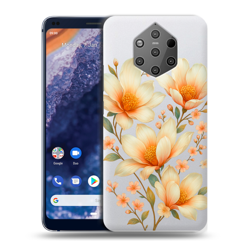 Силиконовый чехол на Nokia 9 PureView с принтом Цветы Силиконовый чехол на Nokia 9 PureView с принтом Цветы