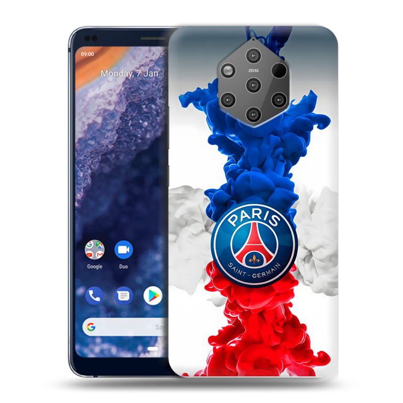 Пластиковый чехол на Nokia 9 PureView с принтом PSG ПСЖ Пластиковый чехол на Nokia 9 PureView с принтом PSG ПСЖ