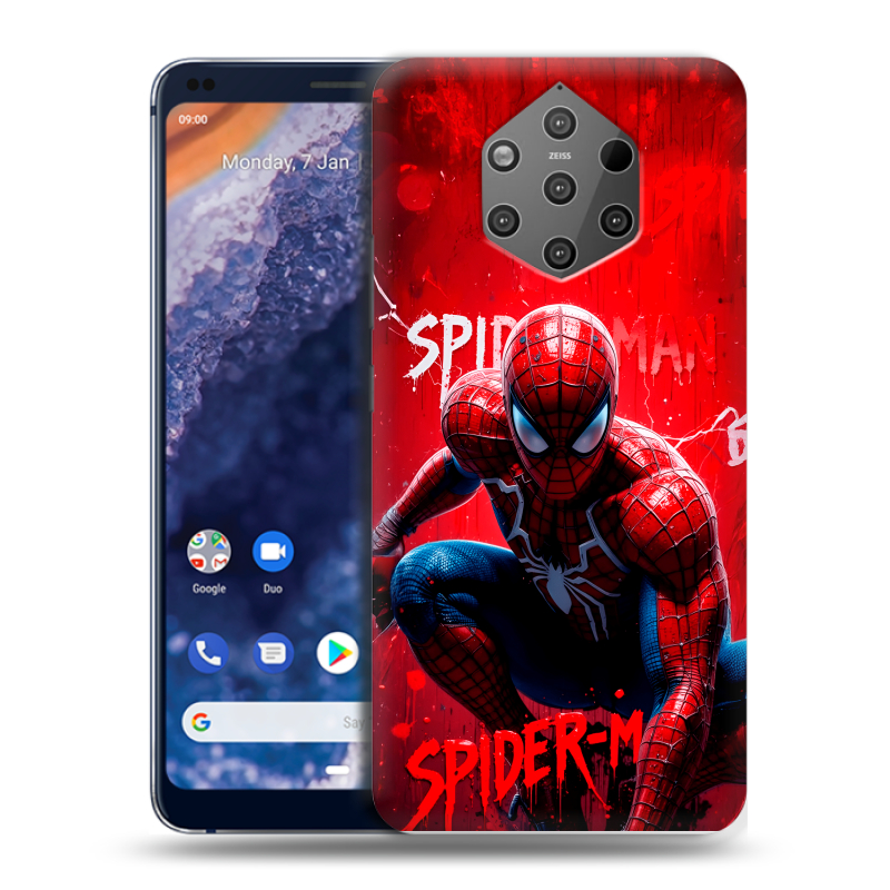 Пластиковый чехол на Nokia 9 PureView с принтом Spiderman Человек паук Пластиковый чехол на Nokia 9 PureView с принтом Spiderman Человек паук