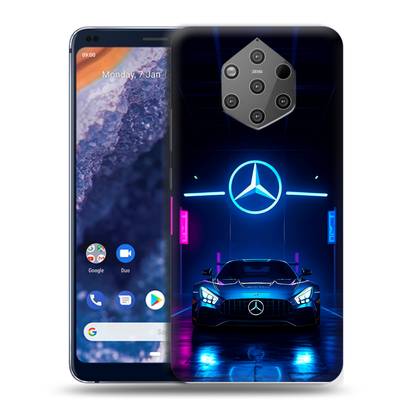 Пластиковый чехол на Nokia 9 PureView с принтом Mercedes Мерседес Пластиковый чехол на Nokia 9 PureView с принтом Mercedes Мерседес