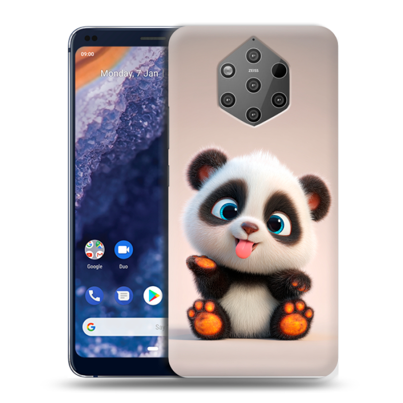 Силиконовый чехол на Nokia 9 PureView с принтом милая панда Силиконовый чехол на Nokia 9 PureView с принтом милая панда