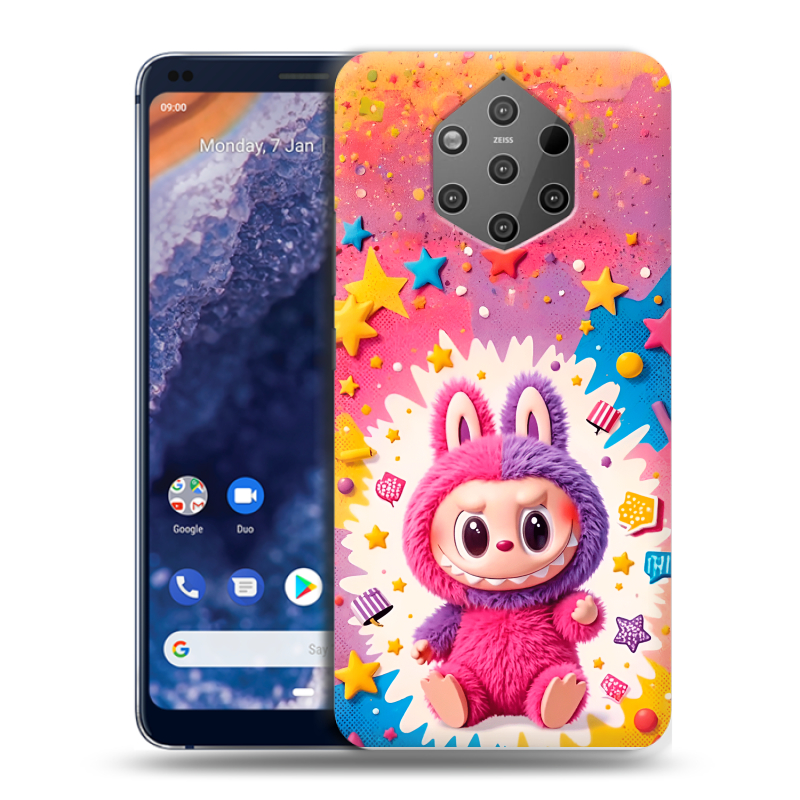 Пластиковый чехол на Nokia 9 PureView с принтом Labubu Лабубу Пластиковый чехол на Nokia 9 PureView с принтом Labubu Лабубу
