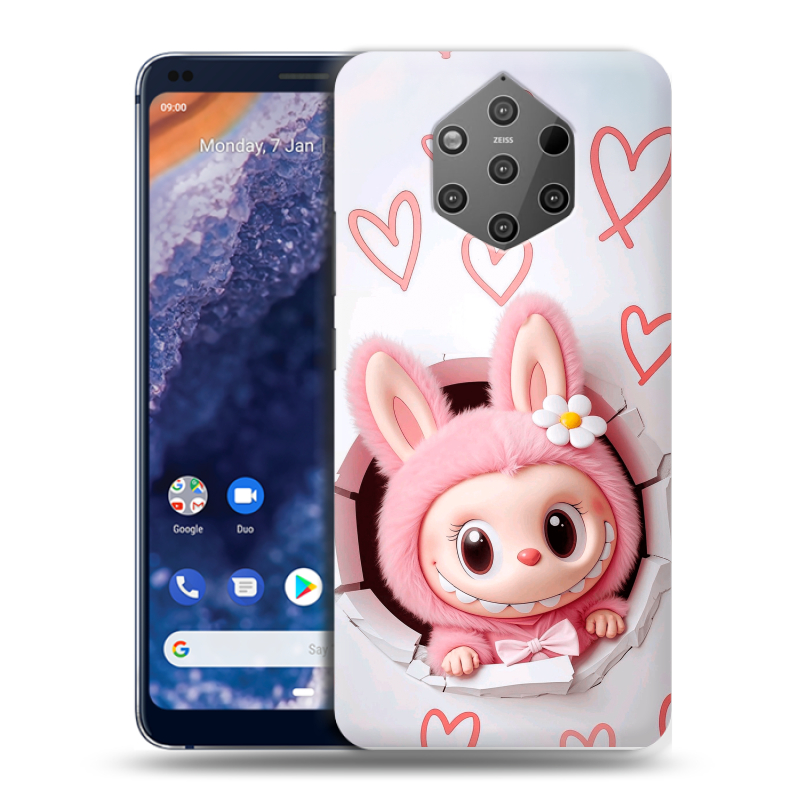 Пластиковый чехол на Nokia 9 PureView с принтом Labubu Лабубу Пластиковый чехол на Nokia 9 PureView с принтом Labubu Лабубу