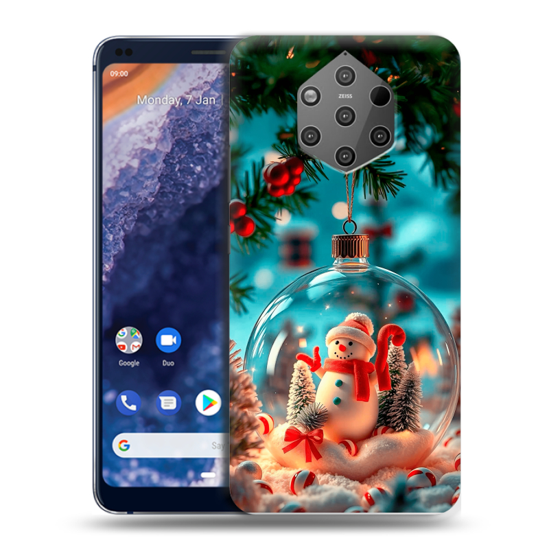 Пластиковый чехол на Nokia 9 PureView с принтом Новый год Пластиковый чехол на Nokia 9 PureView с принтом Новый год