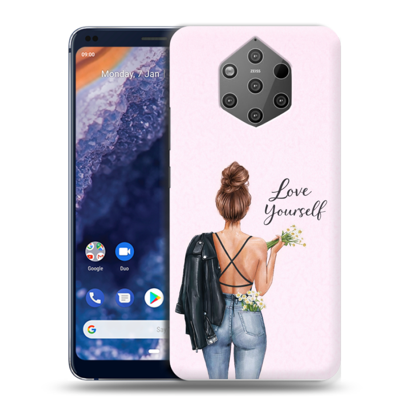 Пластиковый чехол на Nokia 9 PureView с принтом женский Пластиковый чехол на Nokia 9 PureView с принтом женский