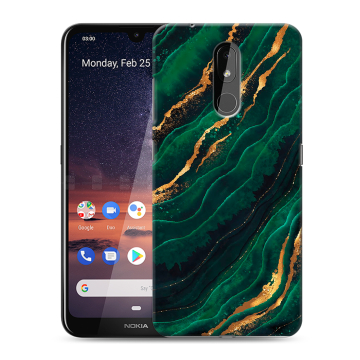 Силиконовый чехол на Nokia 3.2 с принтом Мрамор зеленое золото Силиконовый чехол на Nokia 3.2 с принтом Мрамор зеленое золото