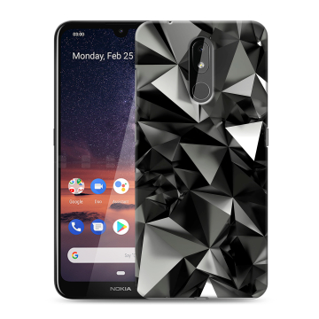Силиконовый чехол на Nokia 3.2 с принтом Черные кристаллы Силиконовый чехол на Nokia 3.2 с принтом Черные кристаллы