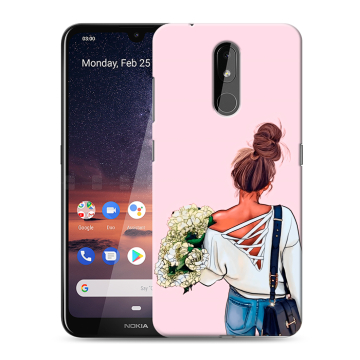 Силиконовый чехол на Nokia 3.2 с принтом Девушка и букет Силиконовый чехол на Nokia 3.2 с принтом Девушка и букет