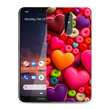 Силиконовый чехол на Nokia 3.2 с принтом Сердечки Силиконовый чехол на Nokia 3.2 с принтом Сердечки