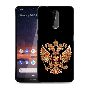 Силиконовый чехол на Nokia 3.2 с принтом Герб России золотой Силиконовый чехол на Nokia 3.2 с принтом Герб России золотой