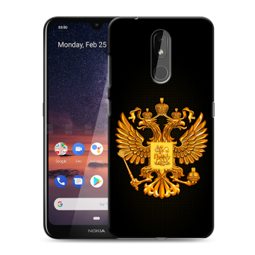 Силиконовый чехол на Nokia 3.2 с принтом Герб России желтый Силиконовый чехол на Nokia 3.2 с принтом Герб России желтый