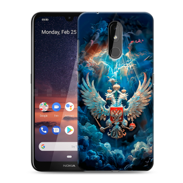 Силиконовый чехол на Nokia 3.2 с принтом Герб флаг России Силиконовый чехол на Nokia 3.2 с принтом Герб флаг России