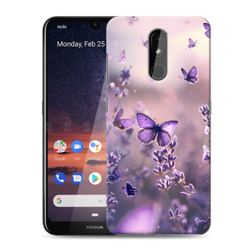 Силиконовый чехол на Nokia 3.2 с принтом бабочки и лаванда Силиконовый чехол на Nokia 3.2 с принтом бабочки и лаванда