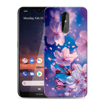 Силиконовый чехол на Nokia 3.2 с принтом цветы бабочки Силиконовый чехол на Nokia 3.2 с принтом цветы бабочки