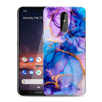 Силиконовый чехол на Nokia 3.2 с принтом синий мрамор Силиконовый чехол на Nokia 3.2 с принтом синий мрамор