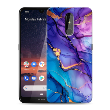 Силиконовый чехол на Nokia 3.2 с принтом синий мрамор Силиконовый чехол на Nokia 3.2 с принтом синий мрамор