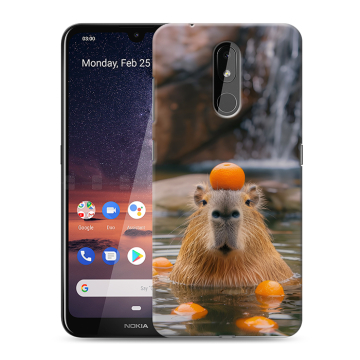 Силиконовый чехол на Nokia 3.2 с принтом Капибара с апельсином Силиконовый чехол на Nokia 3.2 с принтом Капибара с апельсином