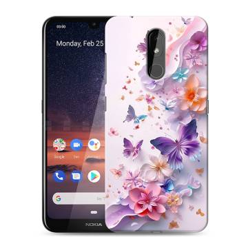 Силиконовый чехол на Nokia 3.2 с принтом цветы бабочки