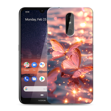 Силиконовый чехол на Nokia 3.2 с принтом бабочки розовые Силиконовый чехол на Nokia 3.2 с принтом бабочки розовые
