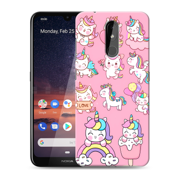 Силиконовый чехол на Nokia 3.2 с принтом Единороги и радуга Силиконовый чехол на Nokia 3.2 с принтом Единороги и радуга