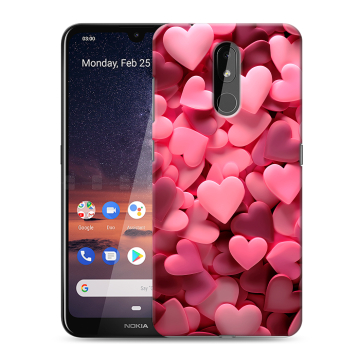 Силиконовый чехол на Nokia 3.2 с принтом розовые сердечки Силиконовый чехол на Nokia 3.2 с принтом розовые сердечки