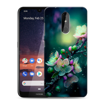 Силиконовый чехол на Nokia 3.2 с принтом Цветы и мрамор