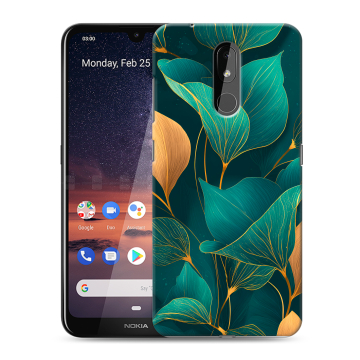 Силиконовый чехол на Nokia 3.2 с принтом Листья и золото