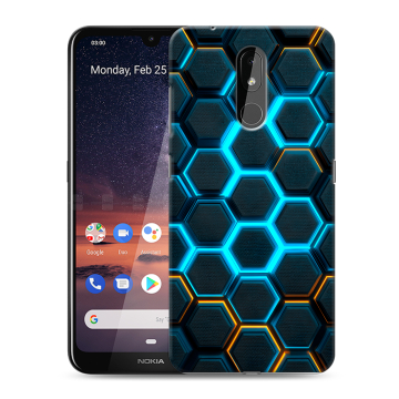 Силиконовый чехол на Nokia 3.2 с принтом Неоновые соты