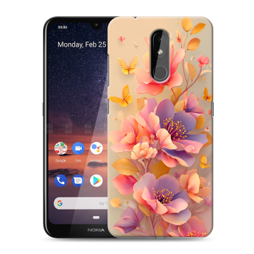 Силиконовый чехол на Nokia 3.2 с принтом Цветы и бабочки Силиконовый чехол на Nokia 3.2 с принтом Цветы и бабочки