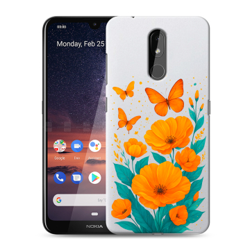 Силиконовый чехол на Nokia 3.2 с принтом цветы бабочки Силиконовый чехол на Nokia 3.2 с принтом цветы бабочки