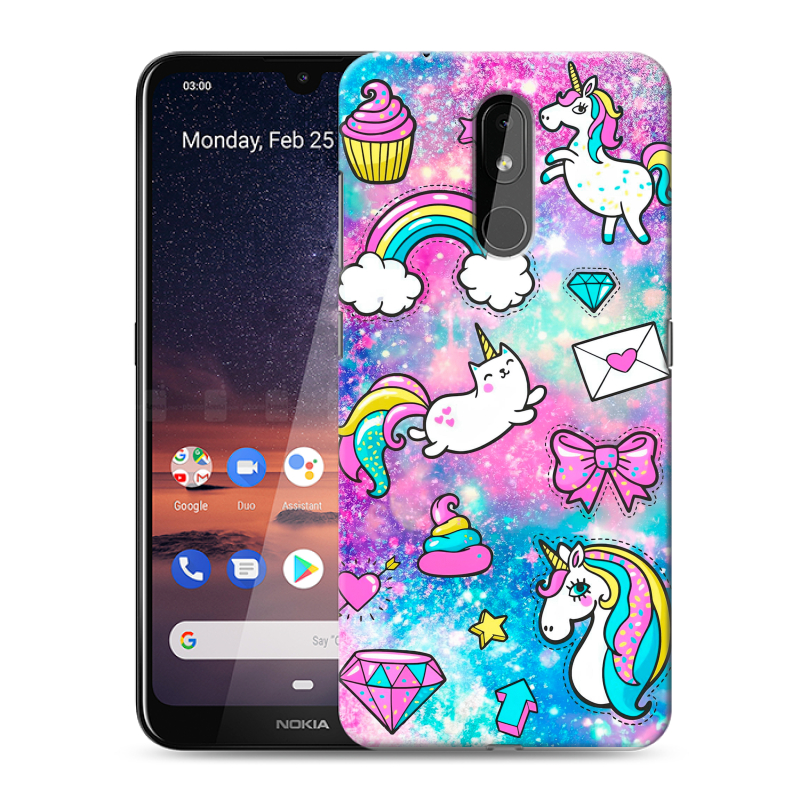 Силиконовый чехол на Nokia 3.2 с принтом Единороги Силиконовый чехол на Nokia 3.2 с принтом Единороги