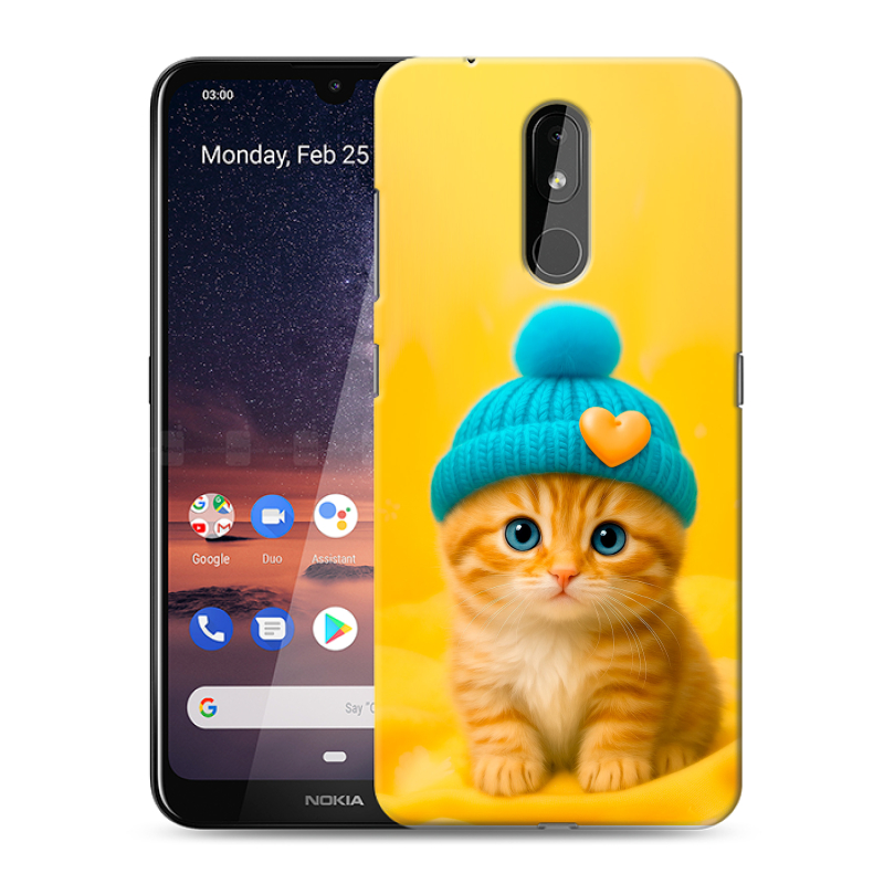 Силиконовый чехол на Nokia 3.2 с принтом Котенок в шапке Силиконовый чехол на Nokia 3.2 с принтом Котенок в шапке