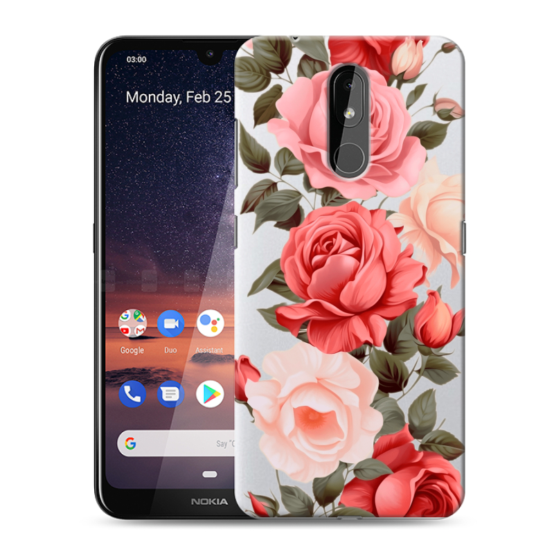 Силиконовый чехол на Nokia 3.2 с принтом Розы Силиконовый чехол на Nokia 3.2 с принтом Розы