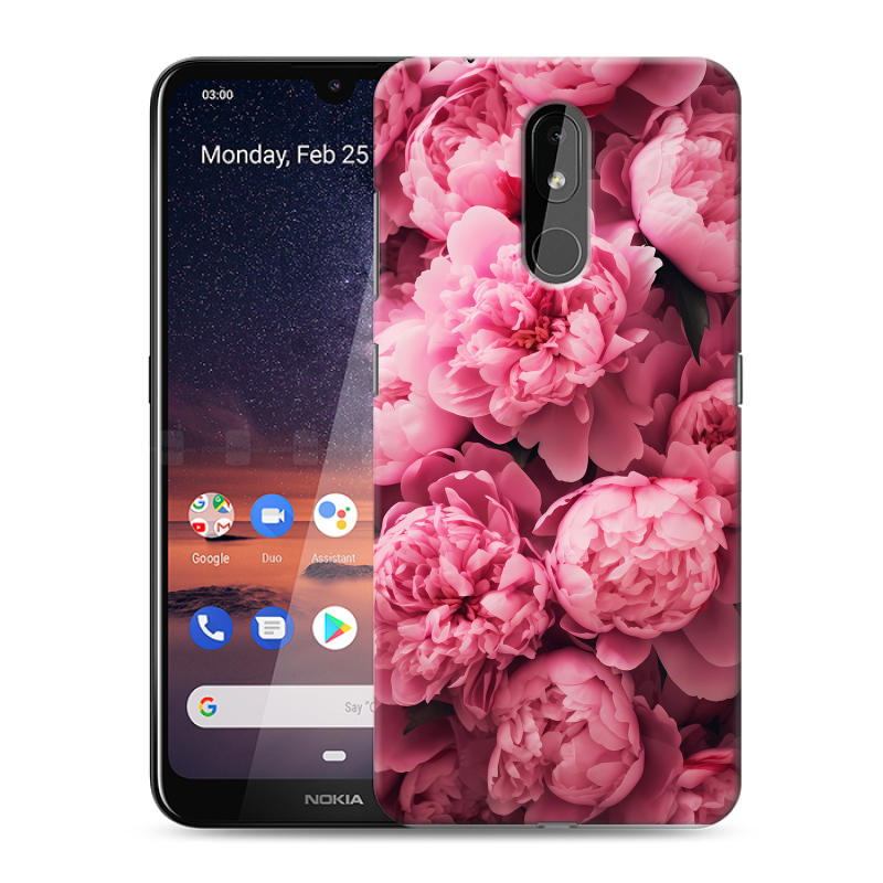 Силиконовый чехол на Nokia 3.2 с принтом цветы пионы Силиконовый чехол на Nokia 3.2 с принтом цветы пионы