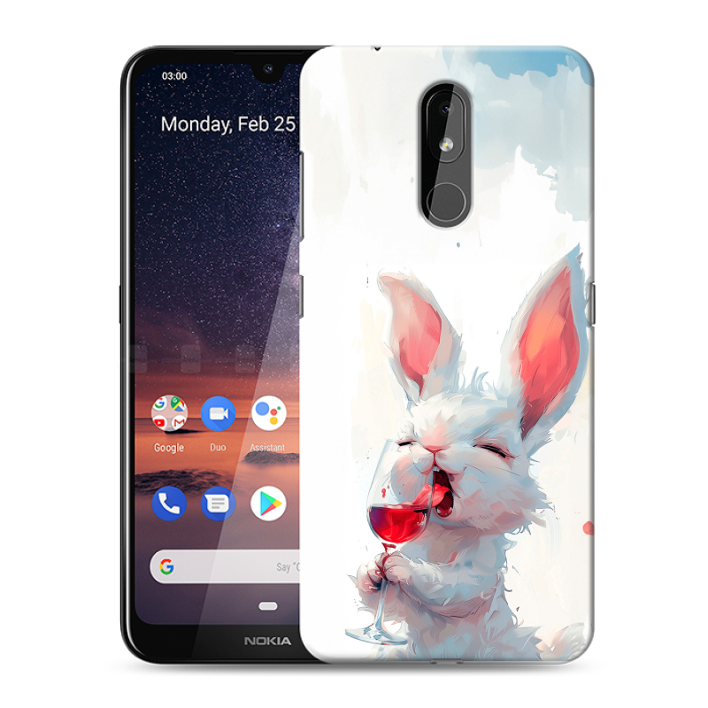 Силиконовый чехол на Nokia 3.2 с принтом кролик зайчик Силиконовый чехол на Nokia 3.2 с принтом кролик зайчик