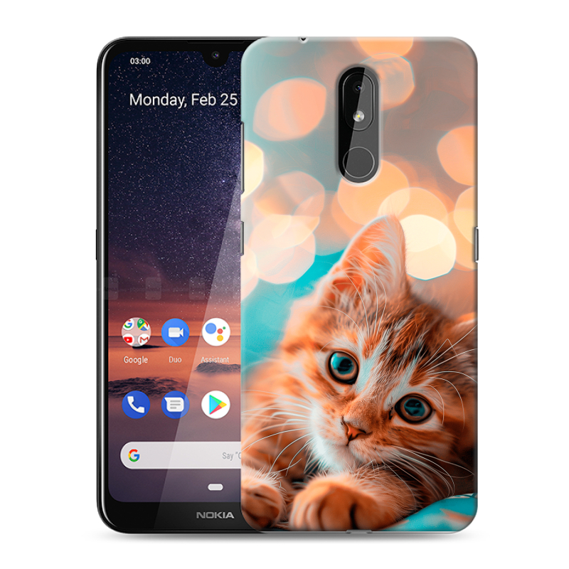 Силиконовый чехол на Nokia 3.2 с принтом котик Силиконовый чехол на Nokia 3.2 с принтом котик