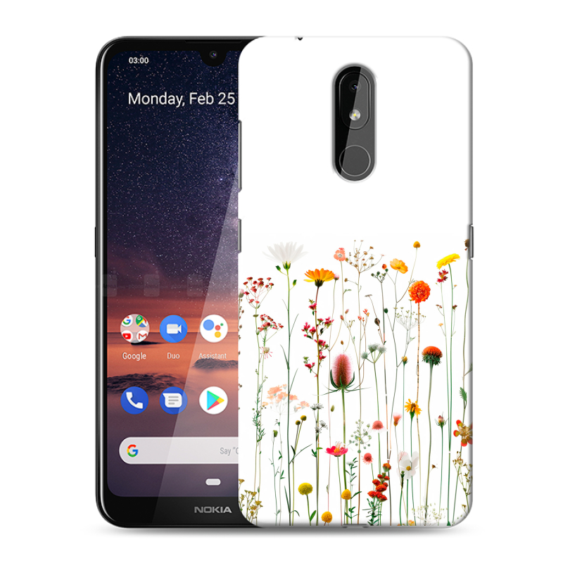 Силиконовый чехол на Nokia 3.2 с принтом цветы Силиконовый чехол на Nokia 3.2 с принтом цветы
