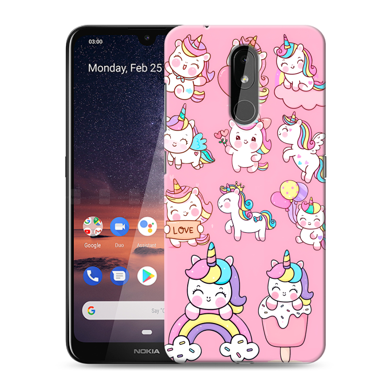 Силиконовый чехол на Nokia 3.2 с принтом Единороги и радуга Силиконовый чехол на Nokia 3.2 с принтом Единороги и радуга