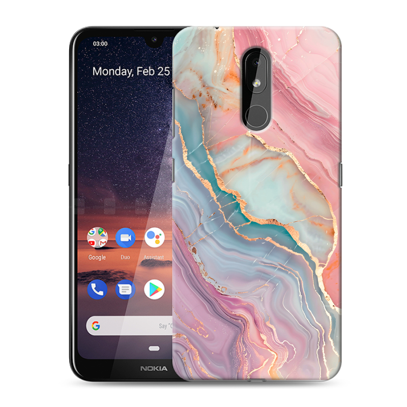 Силиконовый чехол на Nokia 3.2 с принтом розовый мрамор Силиконовый чехол на Nokia 3.2 с принтом розовый мрамор