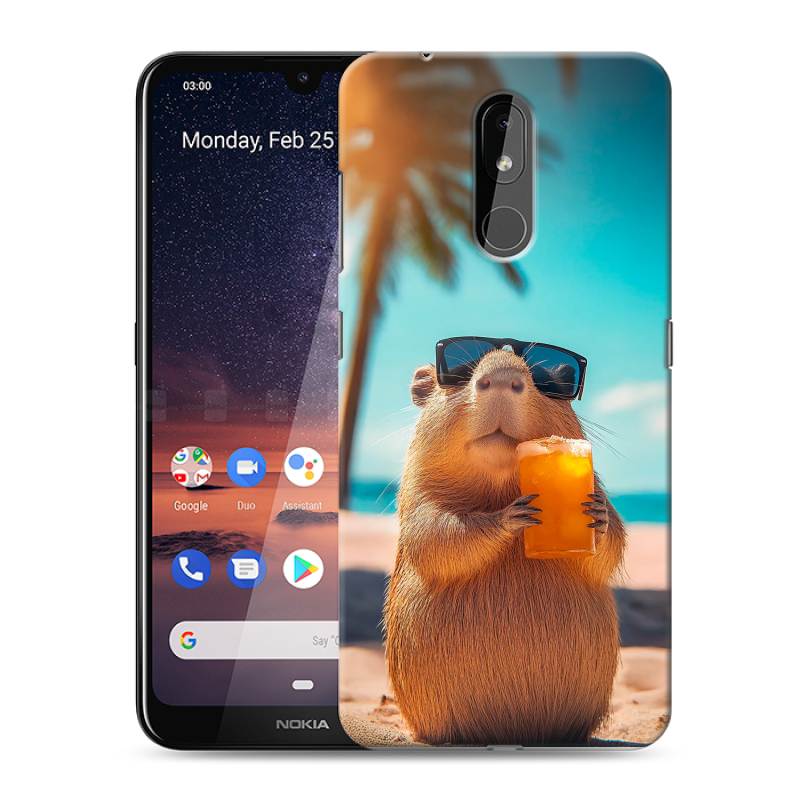 Силиконовый чехол на Nokia 3.2 с принтом Капибара Силиконовый чехол на Nokia 3.2 с принтом Капибара